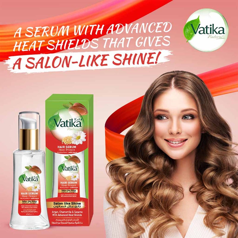 Dabur Vatika Naturals Heat Protect Hair Serum For Saloon Like Shine 47ml