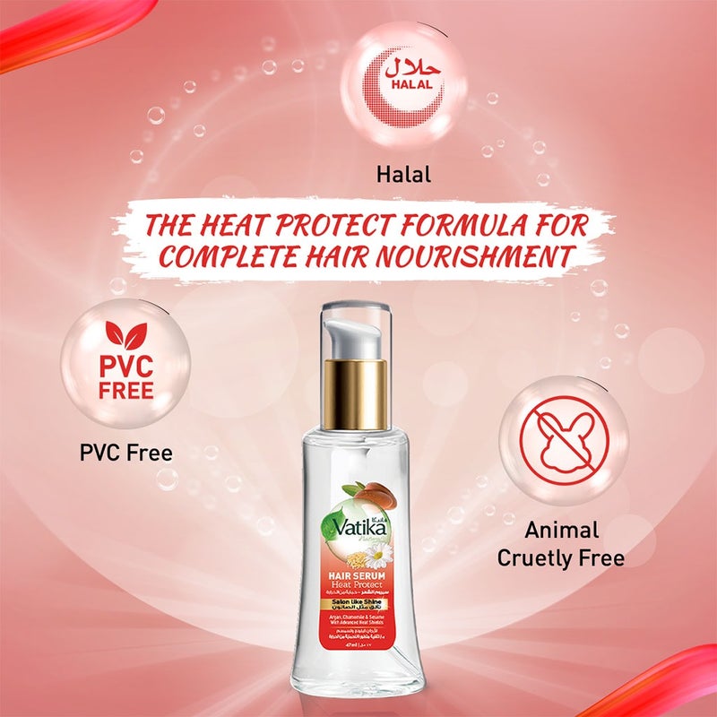 Dabur Vatika Naturals Heat Protect Hair Serum For Saloon Like Shine 47ml