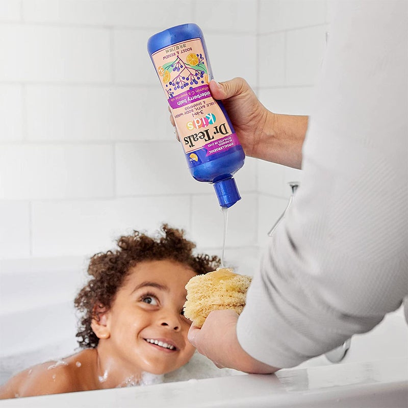 Dr Teal's Kids 3 In 1 Bubble Bath, Body Wash & Shampoo, Elderberry Bath With Vitamin C & Essential Oils 591ml