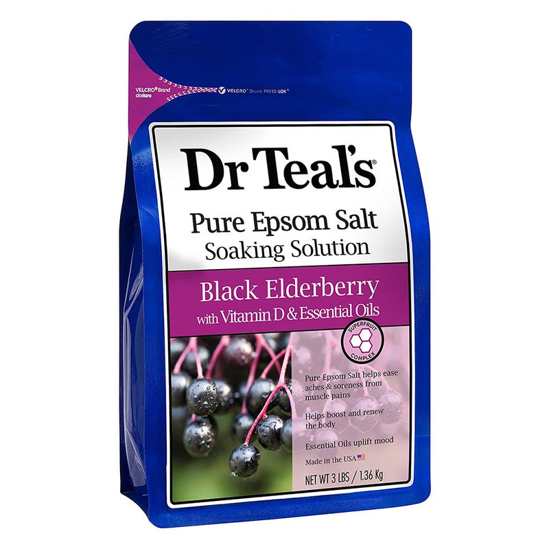 Dr Teal's Pure Epsom Salt Soaking Solution Black Elderberry With Vitamin D & Essential Oils 1036 g
