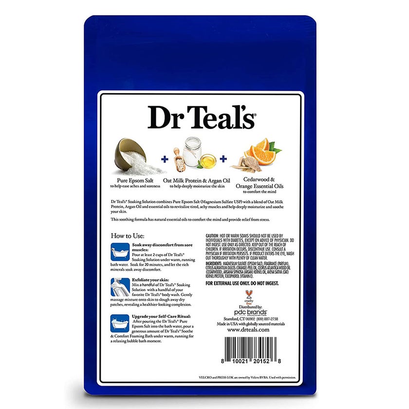 Dr Teal's Pure Epsom Salt Soaking Solution Oat Milk, Argan Oil & Essential Oil 1036g