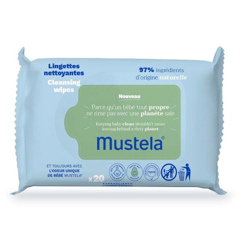 Mustela Baby Cleansing Wipes, Packs of 20's