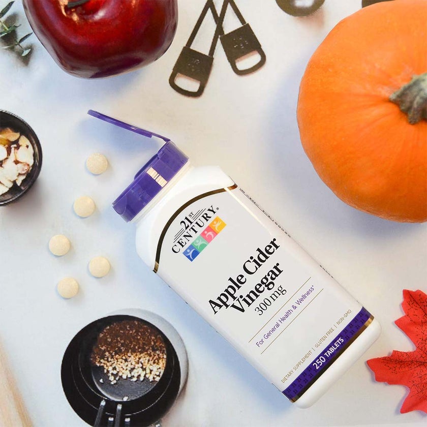 21st Century Apple Cider Vinegar 300mg Tablets For Detoxification & Metabolism Support, Pack of 250's