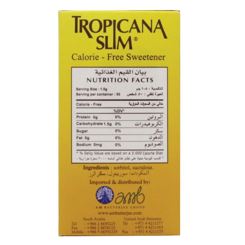 Tropicana Slim® Calorie Free Sweetener Stick 50's