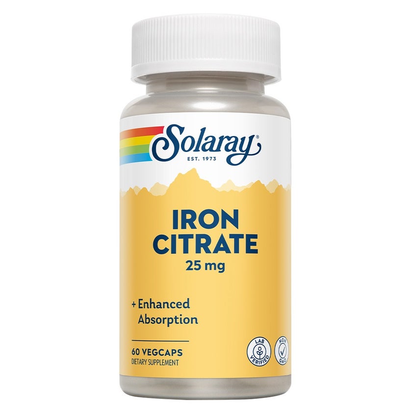 Solaray Iron Citrate 25mg Veg Capsules, Pack of 60's