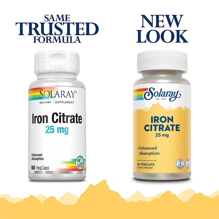 Solaray Iron Citrate 25mg Veg Capsules, Pack of 60's