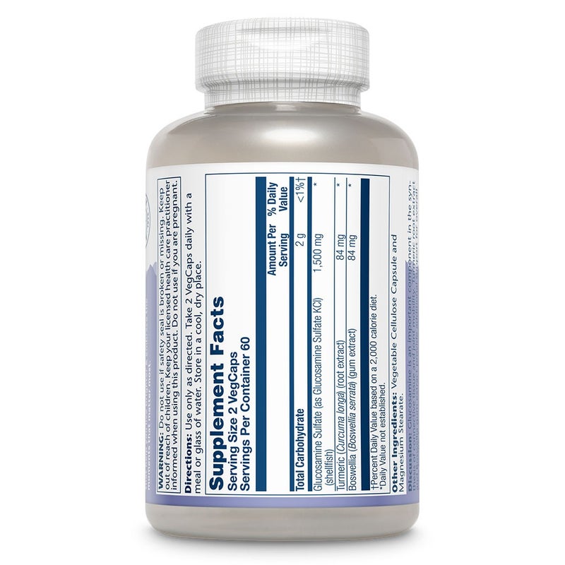 Solaray® Glucosamine Sulfate 1500 mg with Turmeric & Boswellia Veg Capsules 120's
