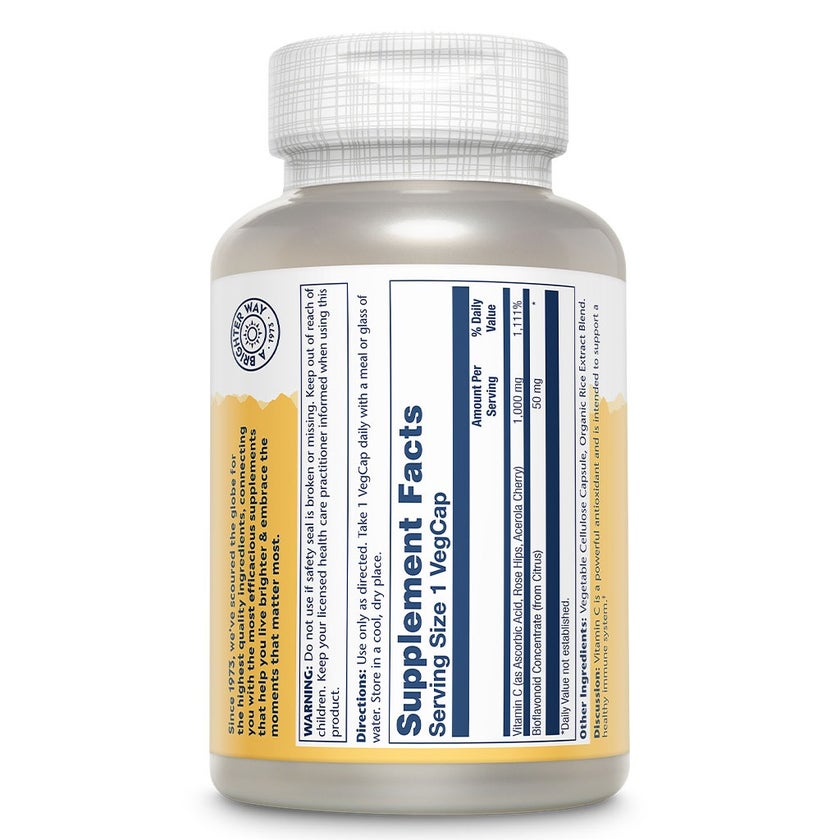 Solaray Vitamin-C With Bioflavonoid Concentrate 1000mg Veg Capsules, Pack of 100's