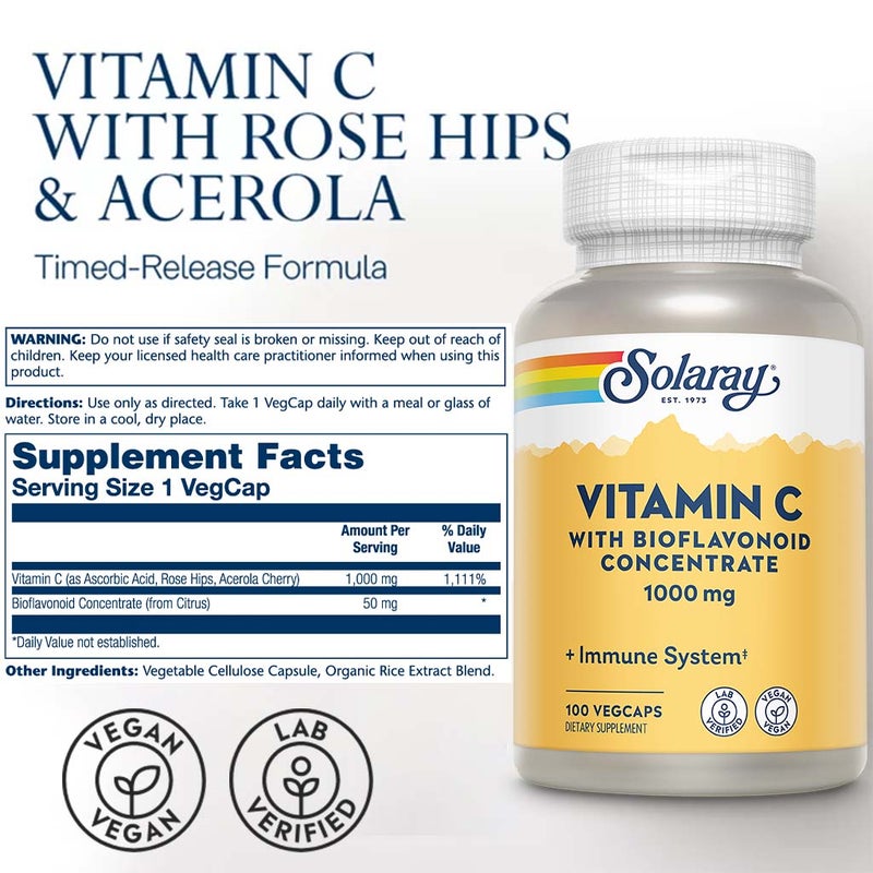 Solaray® Vitamin C With Bioflavonoid Concentrate 1000 mg Veg Capsules 100's