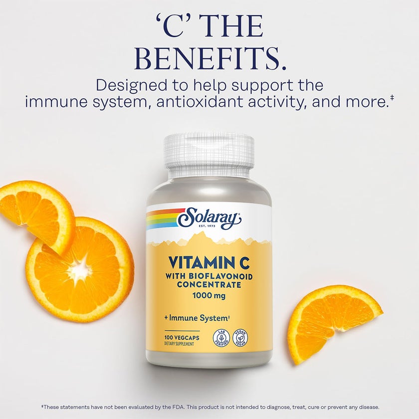 Solaray Vitamin-C With Bioflavonoid Concentrate 1000mg Veg Capsules, Pack of 100's