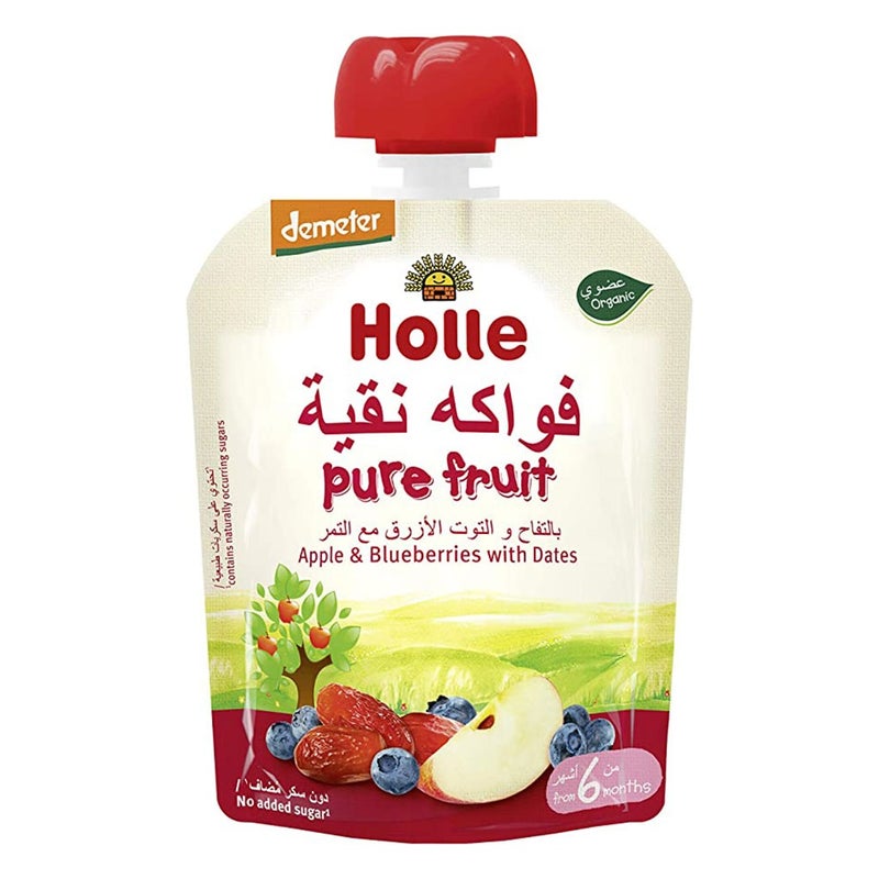 Holle Pure Fruit Apple, Blueberries With Dates Puree 90g