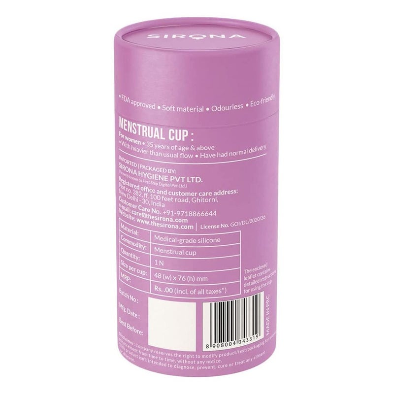 Sirona Reusable Menstrual Cup With Pouch Large 1's
