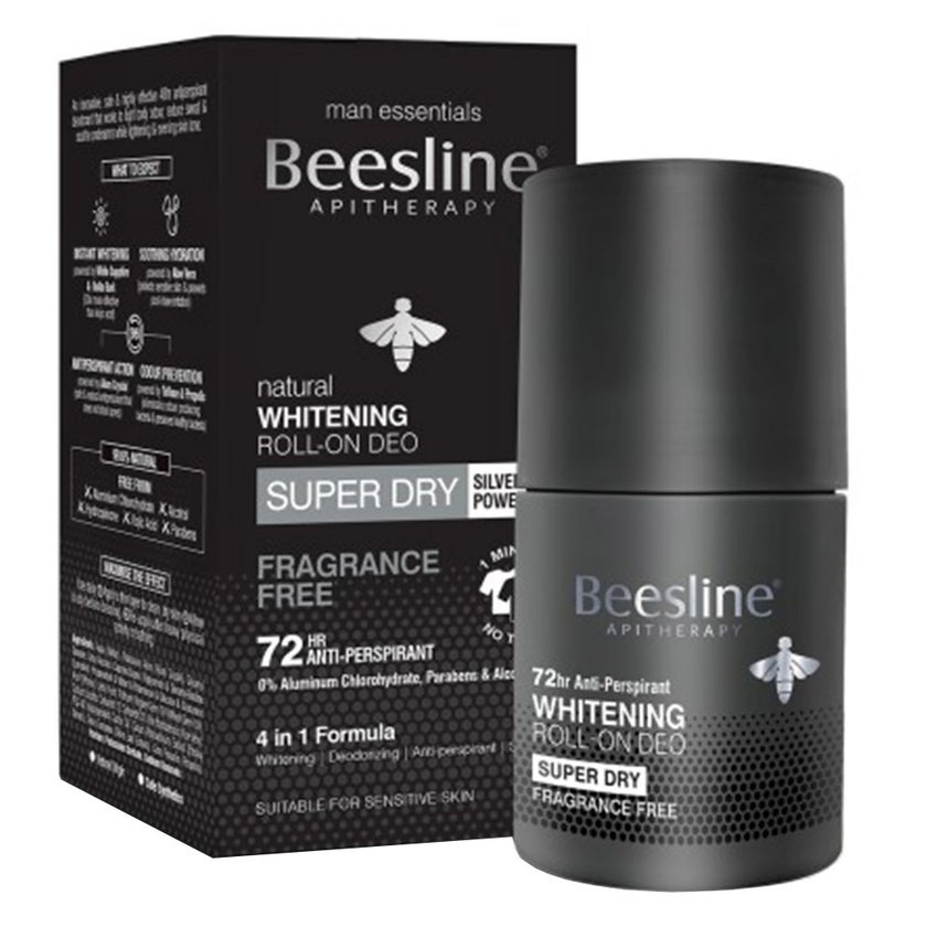 Beesline Apitherapy Men Whitening Roll-On Deo Super Dry Fragrance Free 50ml