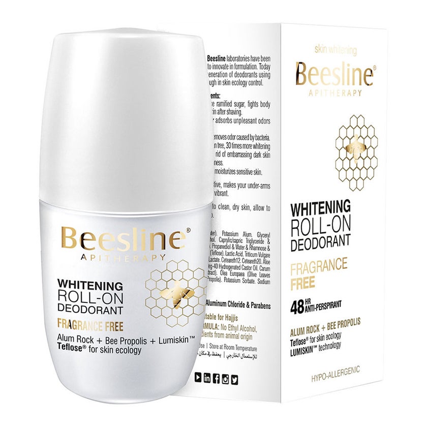 Beesline Apitherapy Whitening Deodorant Roll-On Fragrance Free 50ml