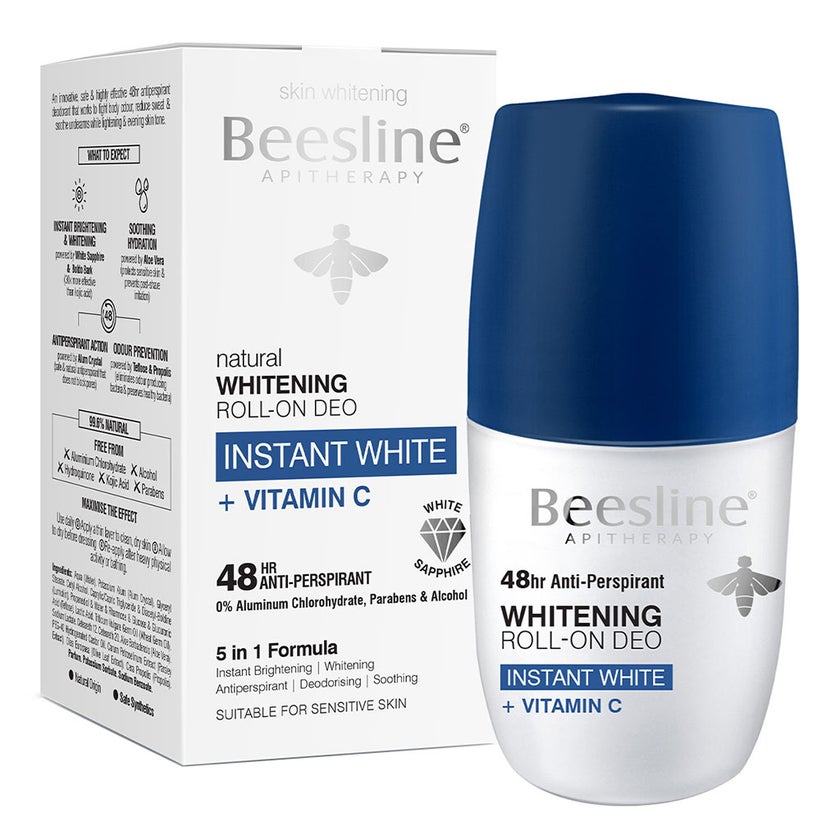 Beesline Apitherapy Whitening Aluminium Free Deodorant Roll-On Instant White With Vitamin C 50ml