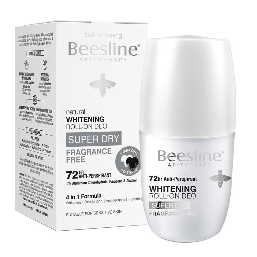 Beesline Apitherapy Whitening Aluminium Free Deodorant Roll-On Super Dry Fragrance Free 50ml