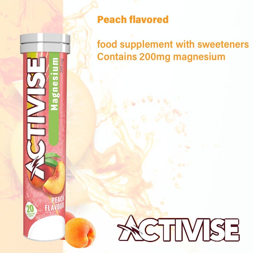 Activise Magnesium 200mg Effervescent Tablets, Peach Flavor, Pack of 20's