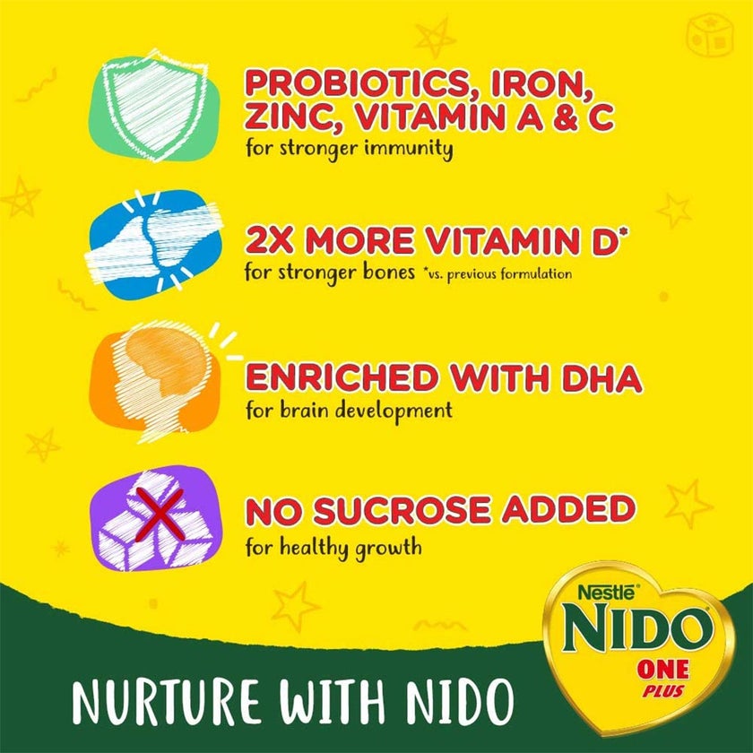 Nestle NIDO Stage 1+ Toddlers Milk Formula For 1 To 3 Years 900g