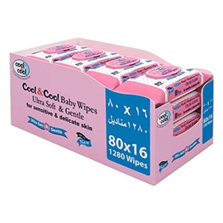 Cool & Cool Baby Wipes 80's Pack of 16's