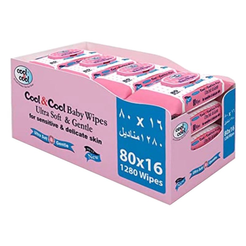 Cool & Cool Baby Wipes 80's Pack of 16's