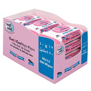 Cool & Cool Baby Wipes 40's Pack of 12's