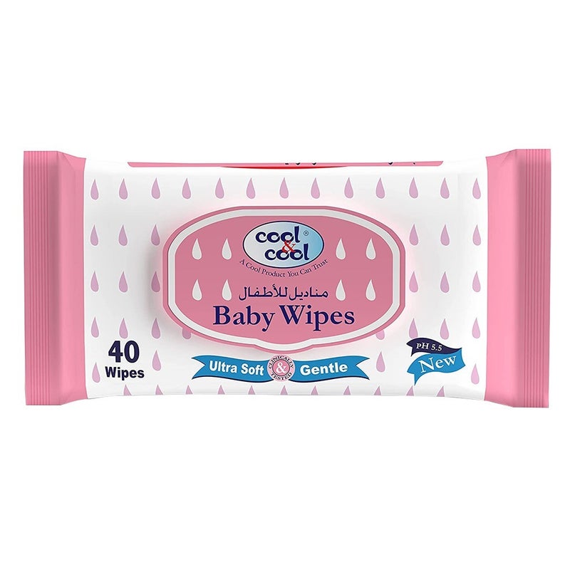 Cool & Cool Baby Wipes 40's Pack of 12's