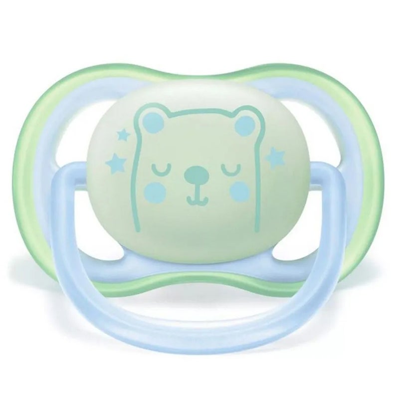 Philips Avent Ultra Air Silicone Soother Night Time For 6-18 Months Baby Boy, Pack of 2's