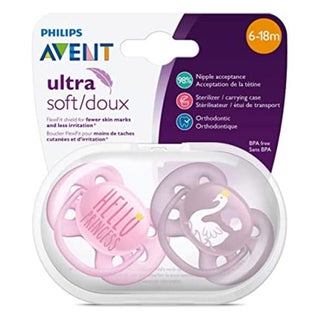 Philips Avent Ultra Soft Soother Deco For 6-18 Months Baby Girl, Pack of 2's