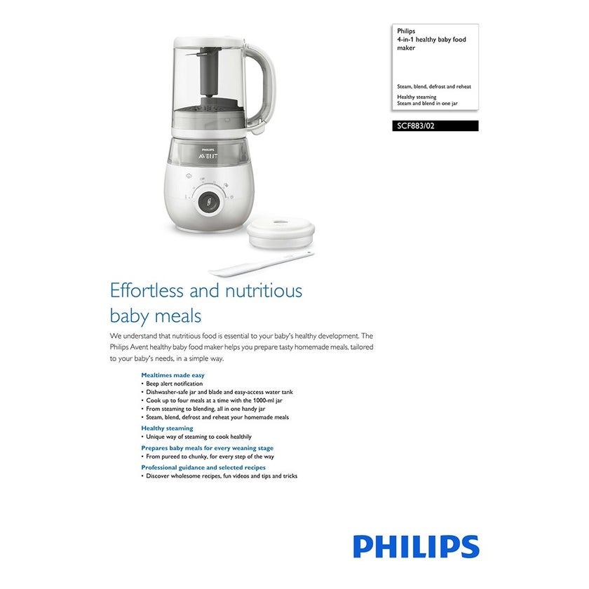 Philips Avent Combined 4-In-1 Steamer And Blender - SCF883/02