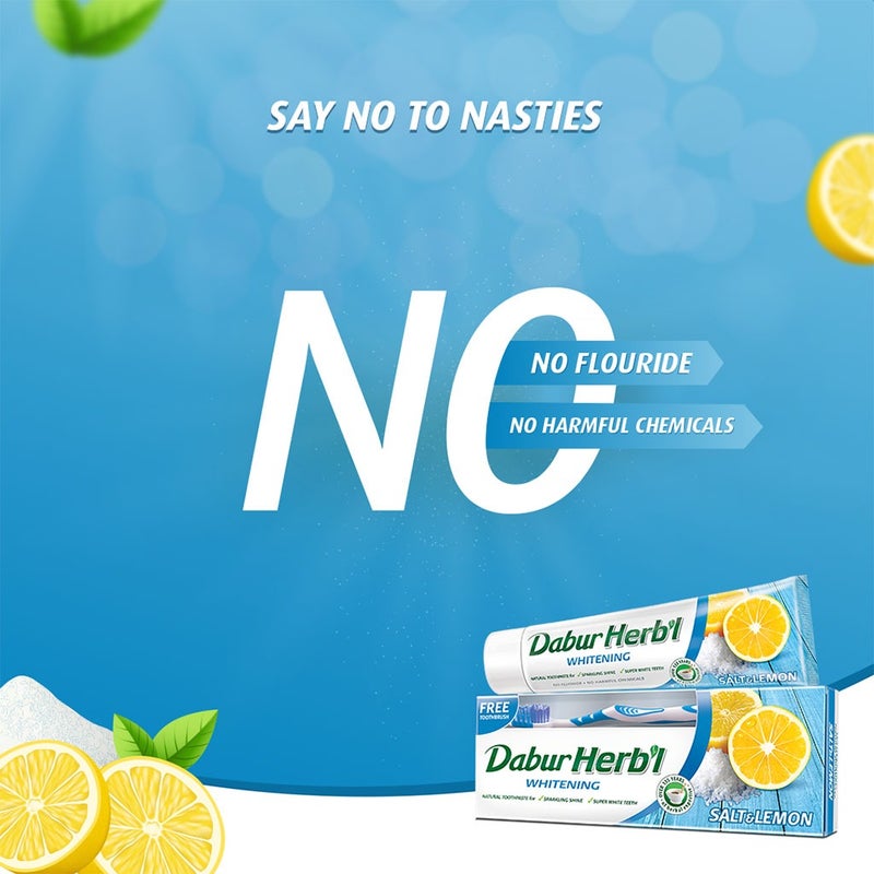Dabur Herbal Whitening Toothpaste Salt & Lemon 150 g + Toothbrush PROMO PACK