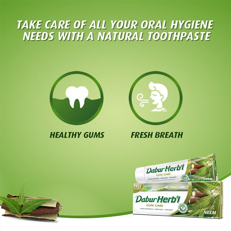 Dabur Herbal Neem Gum Care Toothpaste 150 g + Toothbrush PROMO PACK