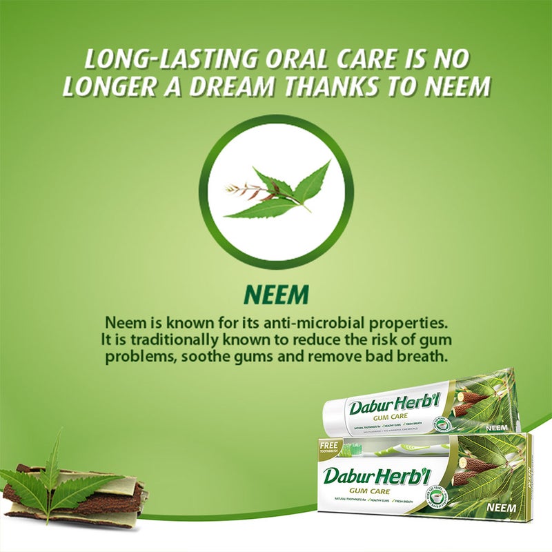 Dabur Herbal Neem Gum Care Toothpaste 150 g + Toothbrush PROMO PACK