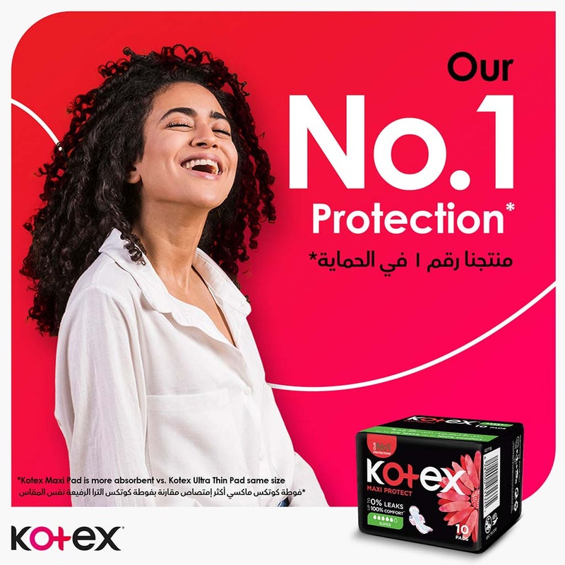 Kotex Maxi Protect Thick Pads With Wings, Super Size, Pack of 50's
