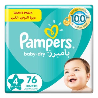 Pampers Baby-Dry Baby Diapers, Size 4, 9-14Kg, Pack of 76's