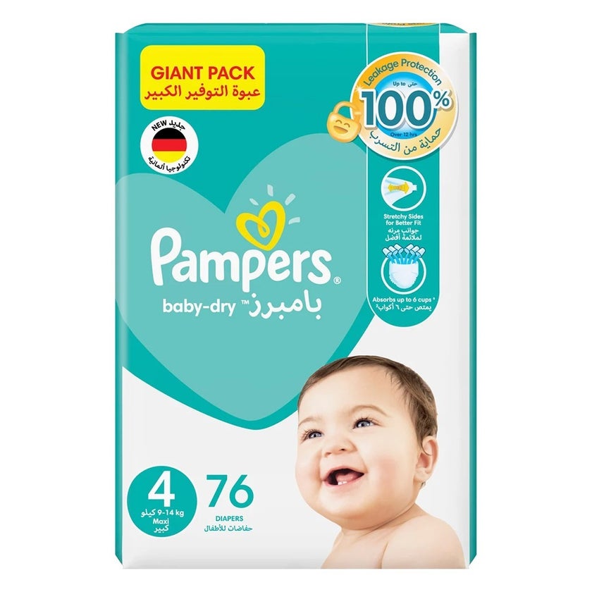 Pampers Baby-Dry Baby Diapers, Size 4, 9-14Kg, Pack of 76's