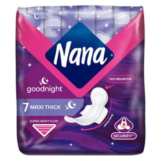 Nana Goodnight Maxi Thick Extra Long Sanitary Pads with Wings For Super Heavy Flow 7's 