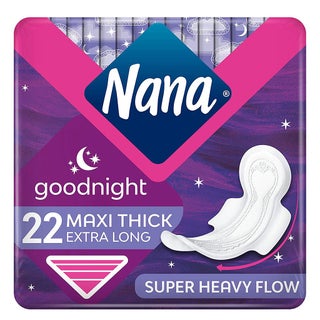 Nana Goodnight Maxi Thick Extra Long Wings Sanitary Pads with Wings For Super Heavy Flow 22's
