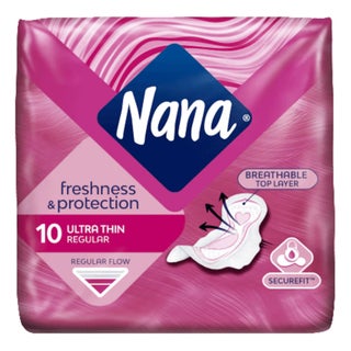 Nana Freshness & Protection Ultra Thin Regular Sanitary Pads with Wings For Regular flow 10's