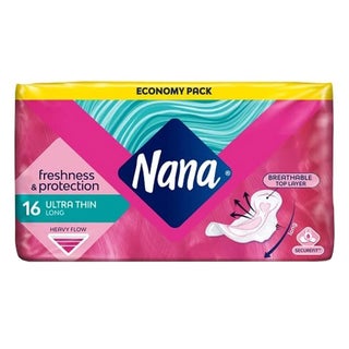 Nana Freshness & Protection Ultra Thin Long Sanitary Pads with Wings For Heavy flow 16's