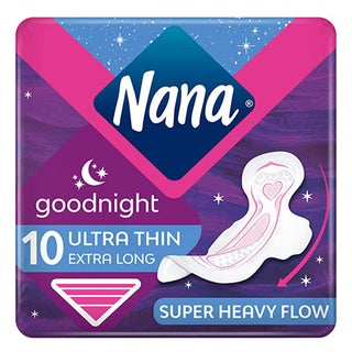 Nana Goodnight Ultra Thin Extra Long Sanitary Pads with Wings For Super Heavy Flow 10's