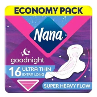 Nana Goodnight Ultra Thin Extra Long Sanitary Pads with Wings For Super Heavy Flow 16's