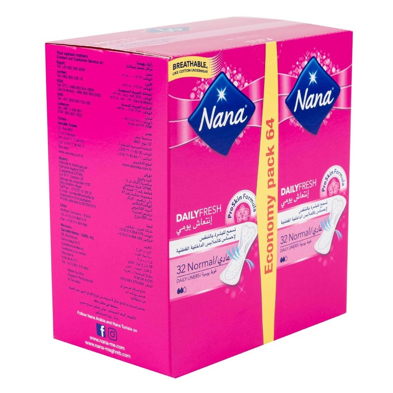 Nana Daily Fresh Duo Normal Pantyliners 64's