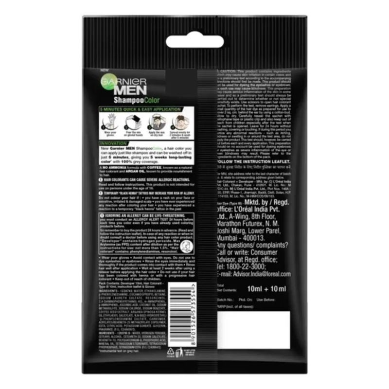 Garnier Men 3.0 Brown Black Shampoo Based Hair Color Kit 