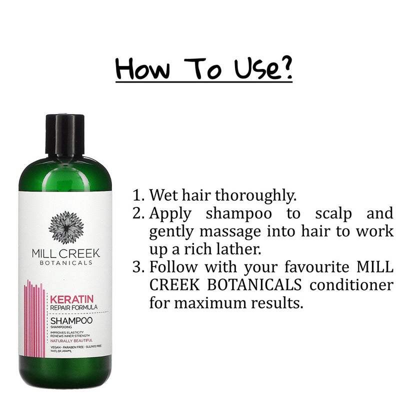 Mill Creek Botanicals Keratin Repair Shampoo For Naturally Beautiful Hair 414ml