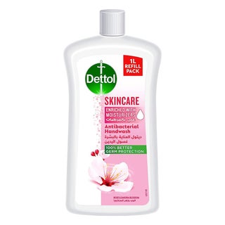Dettol Skincare Antibacterial Hand Wash Enriched with Moisturizers, Rose & Sakura Blossom Refill 1L