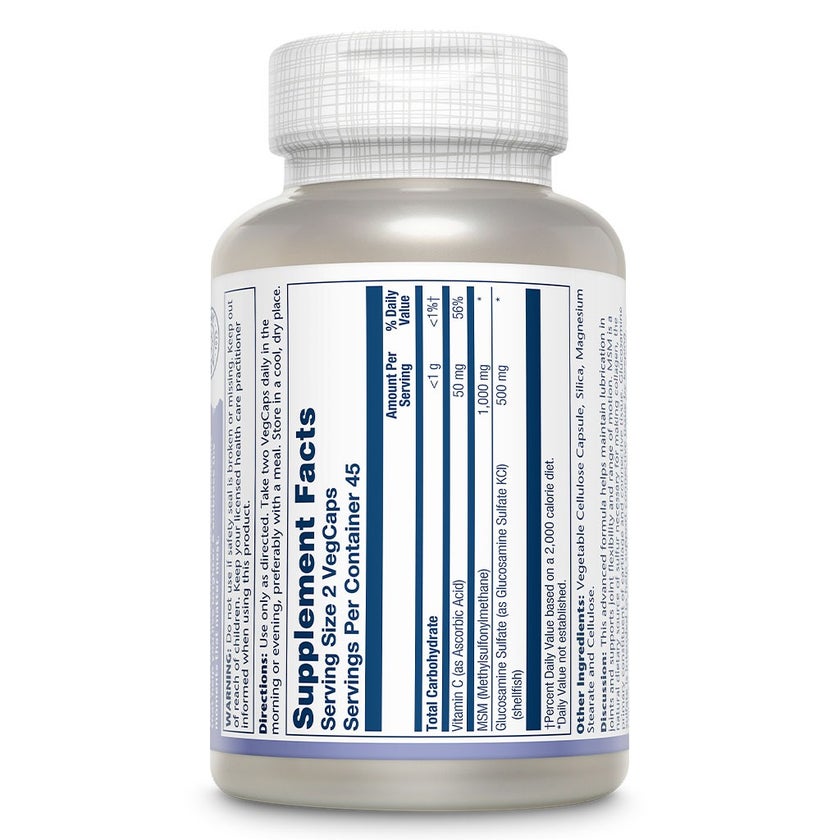 Solaray MSM & Glucosamine Veg Capsules For Joint Comfort & Joint Health, Pack of 90's