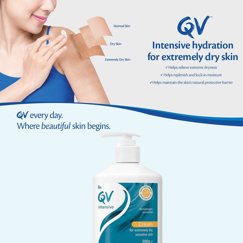 Ego QV Intensive Body Moisturiser Cream Pump For Extremely Dry Sensitive Skin 500g