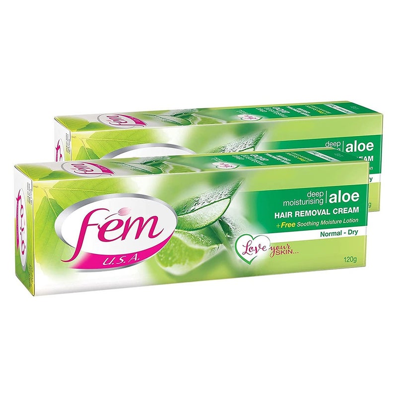 Fem USA Hair Removal Cream Aloe Twin Pack 120 g 2's