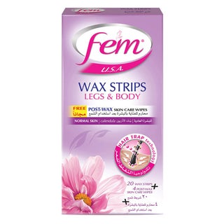 Fem USA Legs & Body Wax Strips For Normal Skin 20's