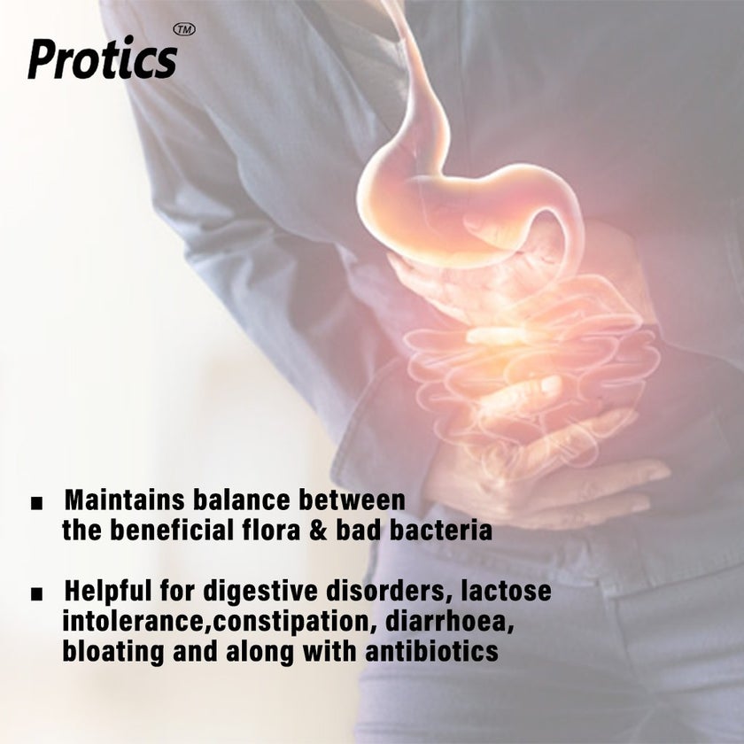 Protics Prebiotics And Probiotics Capsules For Healthy Digestive System, Pack of 30's